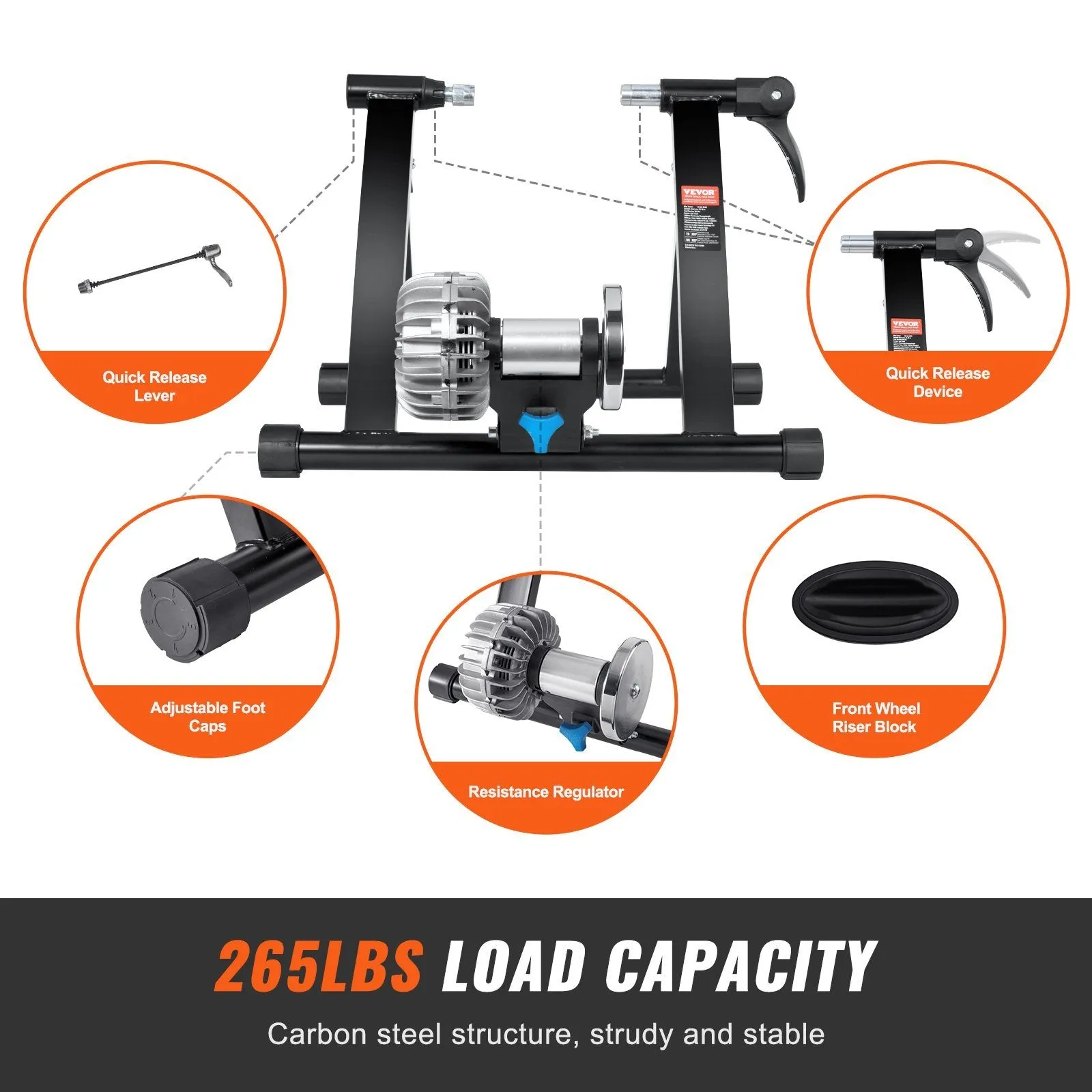 VEVOR Bike Trainer Stand with Quick Lever & Front Wheel Rise