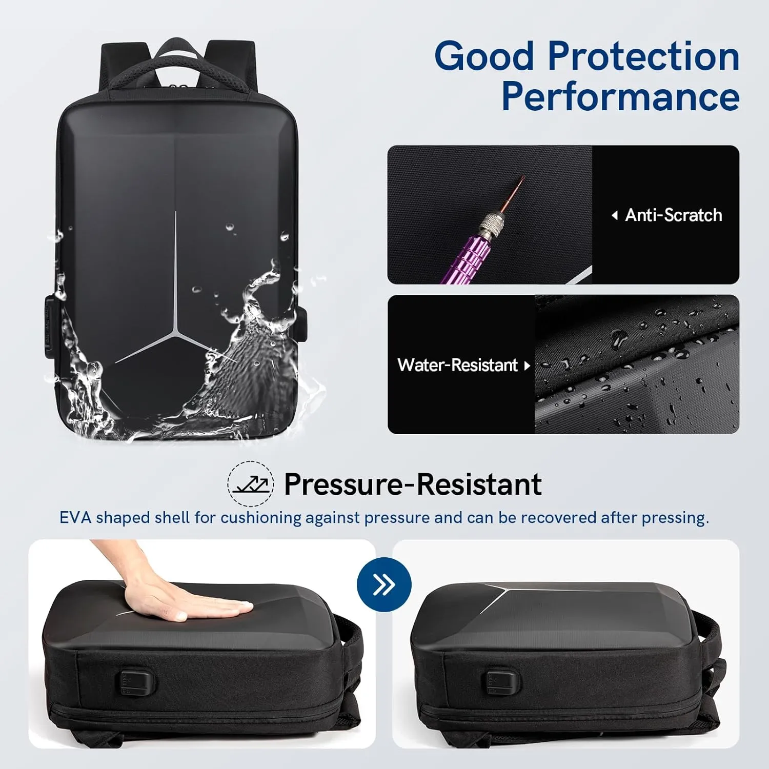 VGOAL Travel Laptop Backpack, Laptop Bookbag College Backpack Durable Water Proof with USB Charging Port for Men Women (KT8010W)