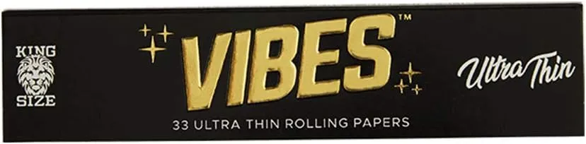 Vibes Rolling Papers King Size Slim - Ultra Thin, 50 Count Display Box 33 Sheets Per Pack Natural Hemp Paper and Arabic Gum, Chlorine Free Technology (Ultra Thin, King Size)