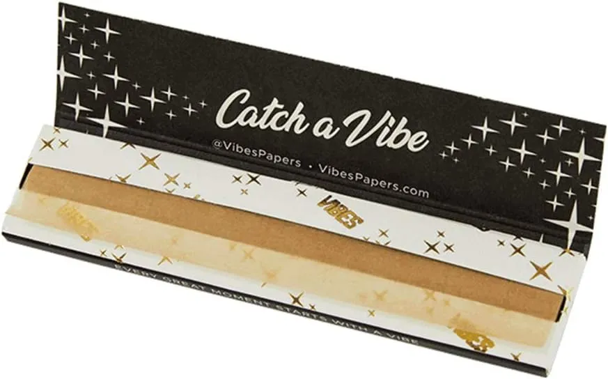 Vibes Rolling Papers King Size Slim - Ultra Thin, 50 Count Display Box 33 Sheets Per Pack Natural Hemp Paper and Arabic Gum, Chlorine Free Technology (Ultra Thin, King Size)