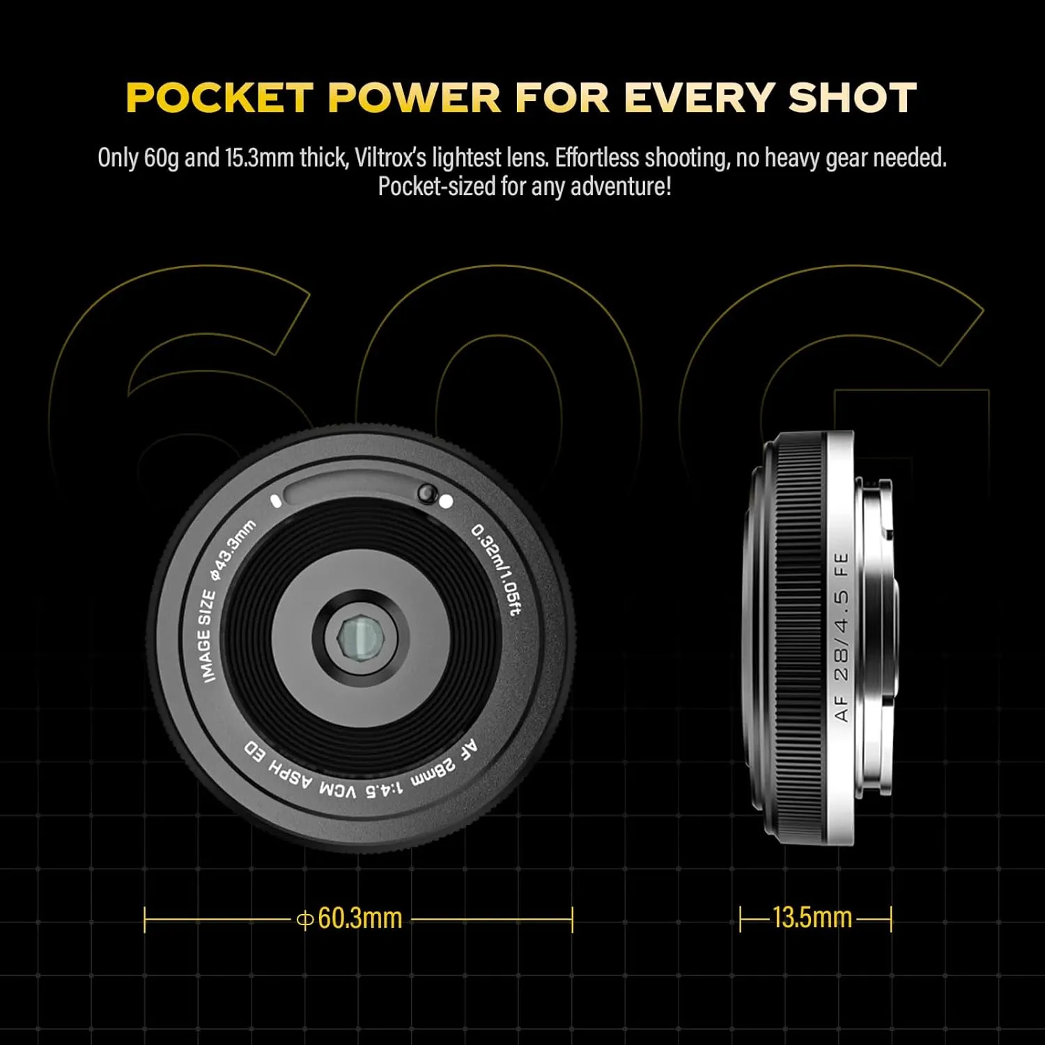 VILTROX 28mm F4.5 E-Mount Ultra-Thin Pancake Lens Auto Focus 28 mm f/4.5 FE Chips-Size Full Frame Wide Angle Lens for Sony a7 a7R a7S a7C a7RII a7SII a7SIII a7III a7RIII a7IV a7RIV a9 a9II