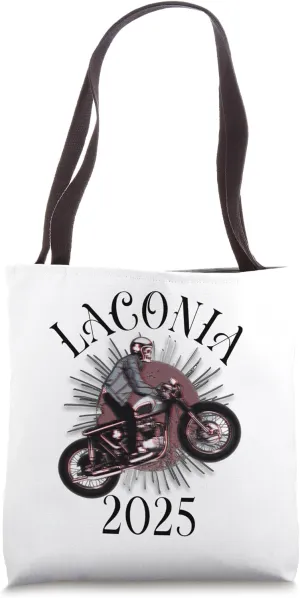 Vintage Laconia Bike Rally 2025 Weirs Beach NH Skull Biker Tote Bag
