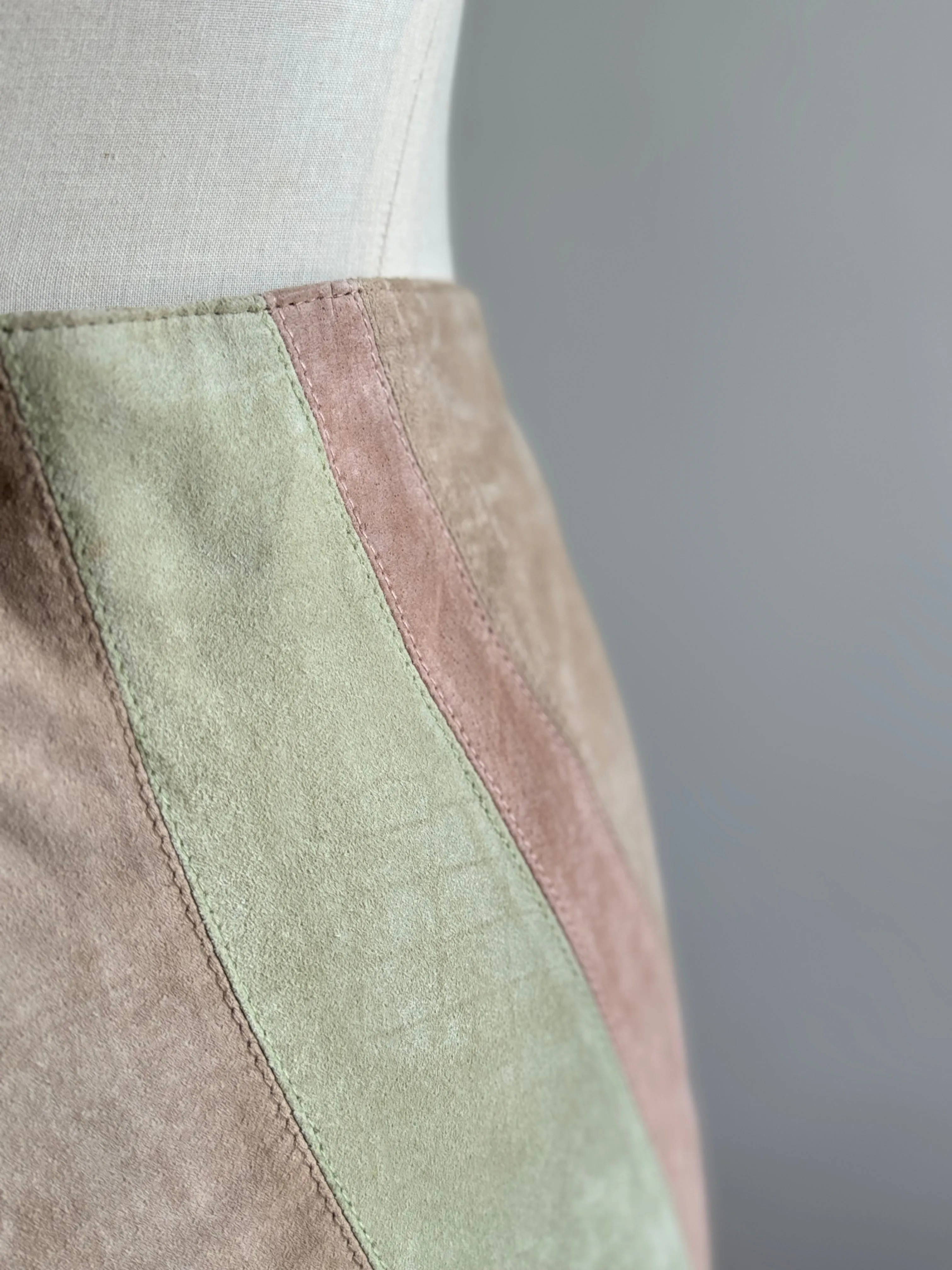 Vintage Suede Skirt - Rainbow Pastel