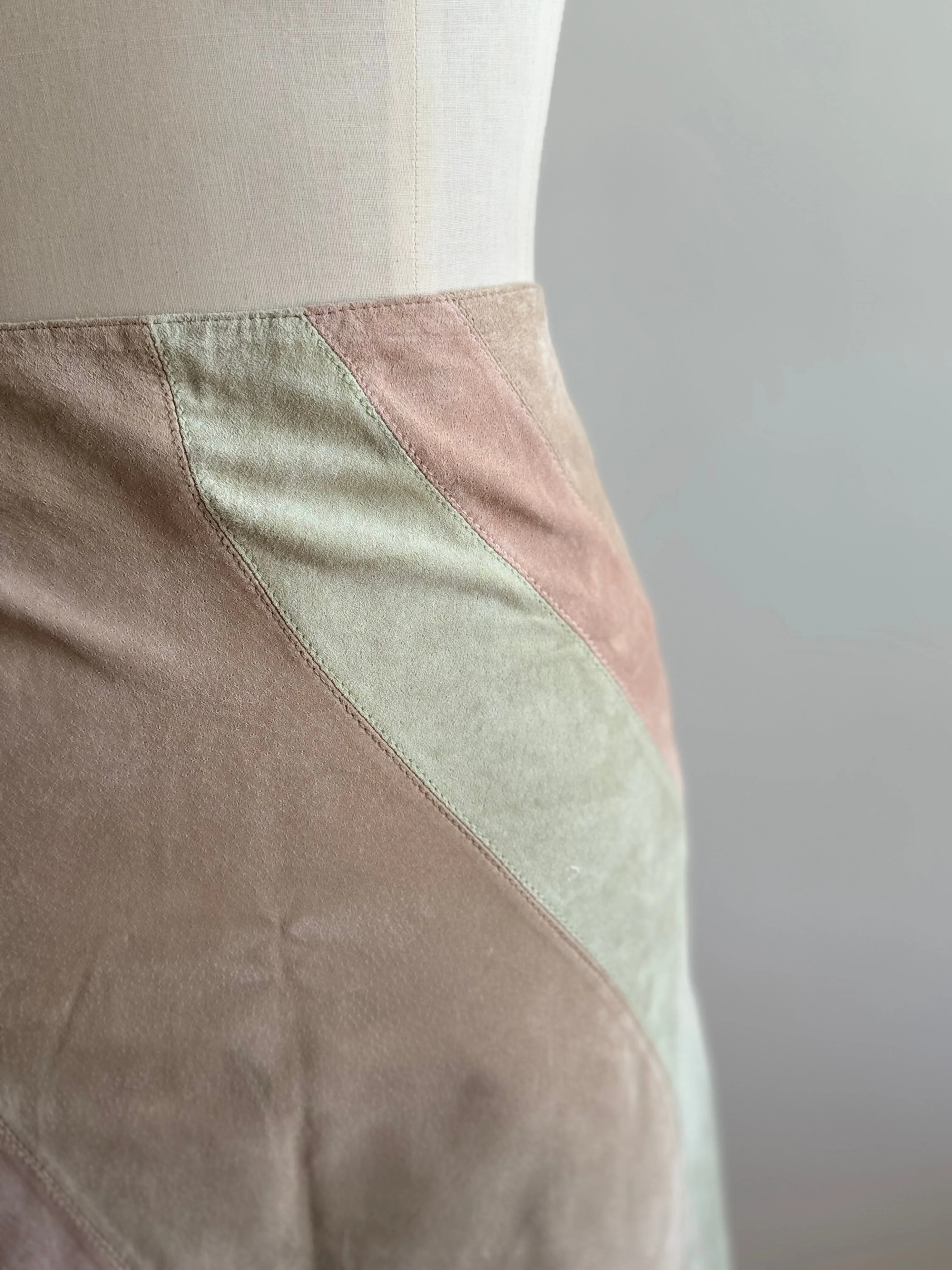 Vintage Suede Skirt - Rainbow Pastel