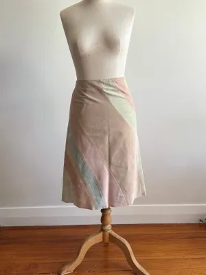 Vintage Suede Skirt - Rainbow Pastel