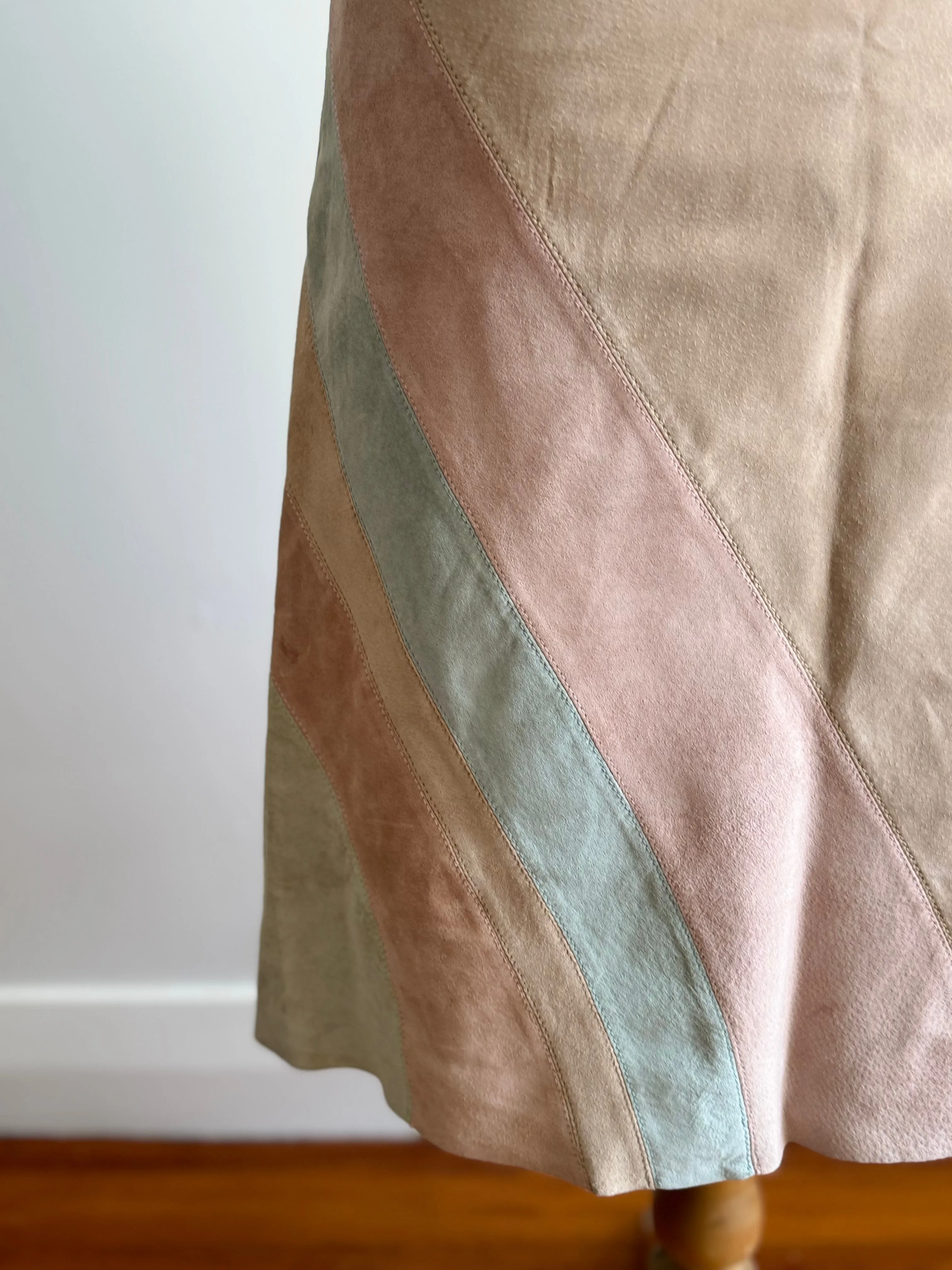 Vintage Suede Skirt - Rainbow Pastel