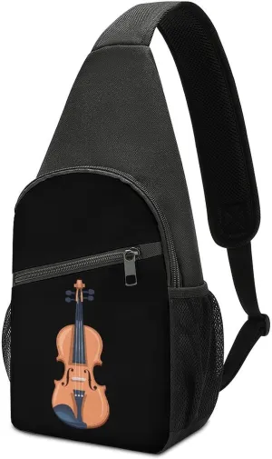 Violin Small Sling Bag Crossbody Bags Casual Chest Bag Daypack for Travel Sports Hiking