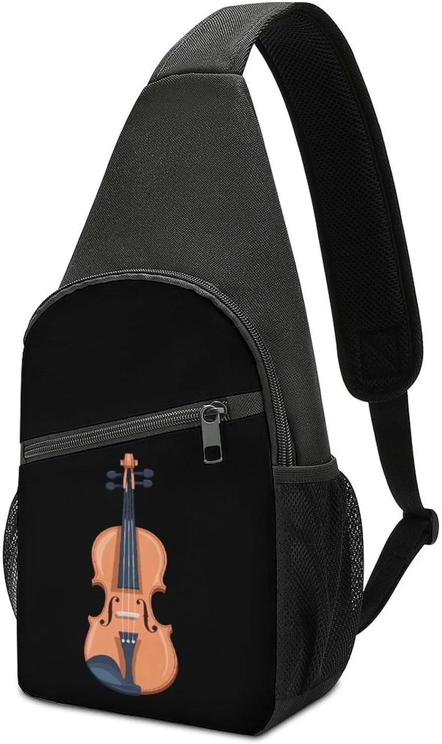 Violin Small Sling Bag Crossbody Bags Casual Chest Bag Daypack for Travel Sports Hiking