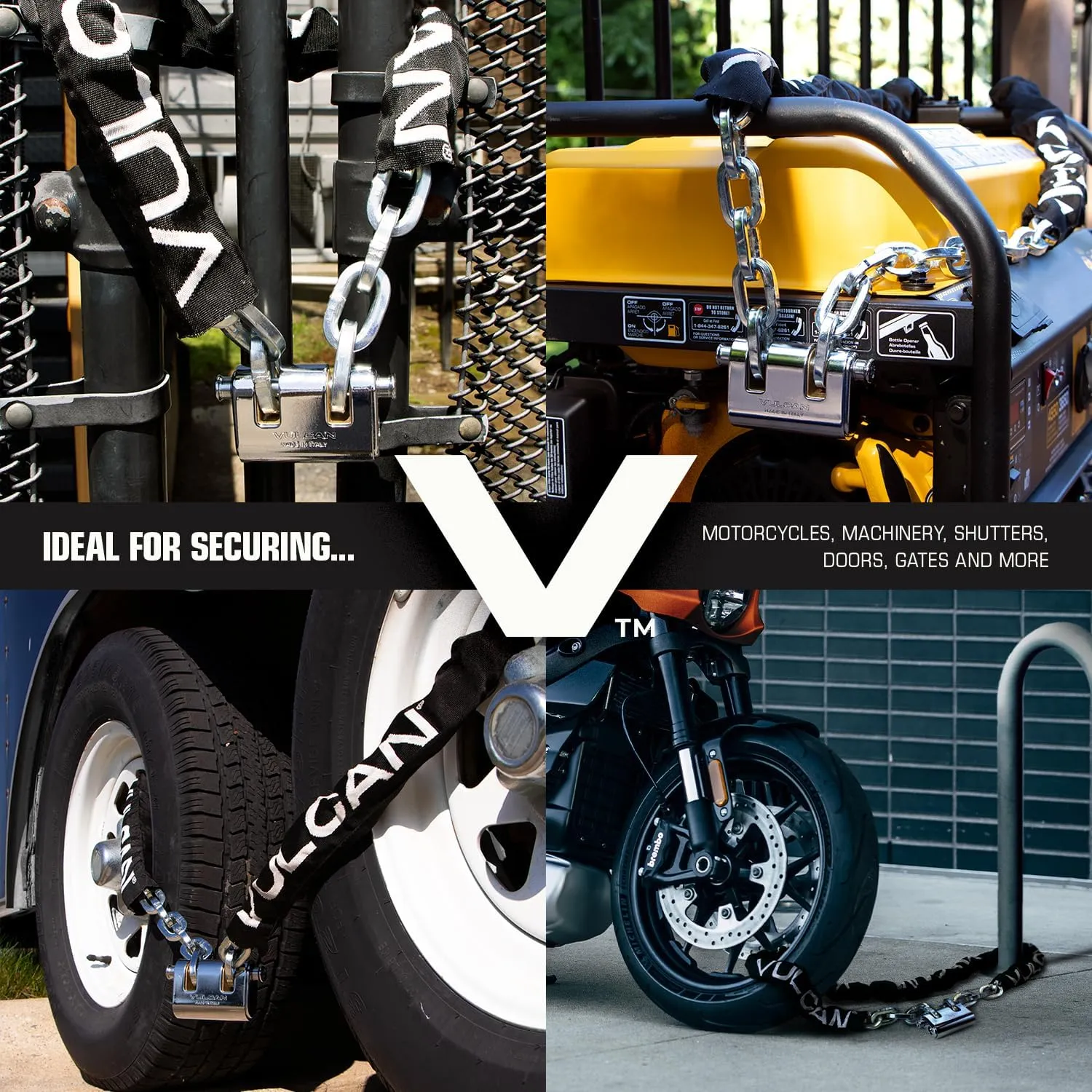 VULCAN Security Chain and Lock Kit - Premium Case-Hardened - 3/8 Inch x 9 Foot ( /-2 Inches) - Chain Cannot Be Cut with Bolt Cutters or Hand Tools