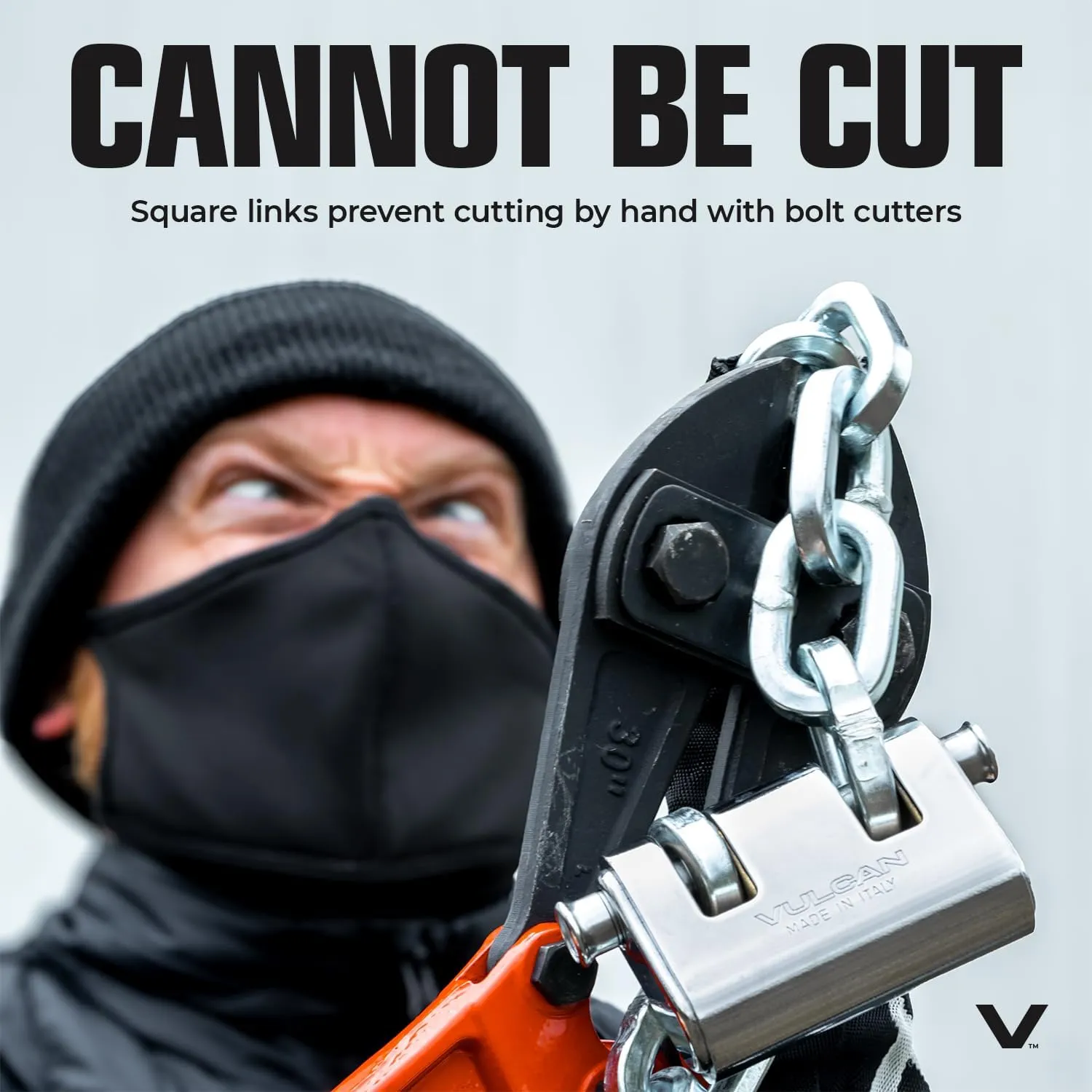 VULCAN Security Chain and Lock Kit - Premium Case-Hardened - 3/8 Inch x 9 Foot ( /-2 Inches) - Chain Cannot Be Cut with Bolt Cutters or Hand Tools