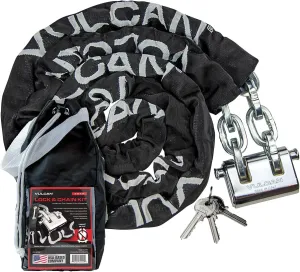 VULCAN Security Chain and Lock Kit - Premium Case-Hardened - 3/8 Inch x 9 Foot ( /-2 Inches) - Chain Cannot Be Cut with Bolt Cutters or Hand Tools