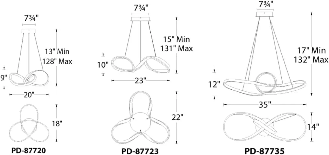 WAC Lighting dweLED, Vornado 20in LED Pendant 3000K in Chrome