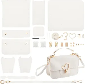 WADORN DIY Crossbody Bag Kits, PU Leather Purse Making Kit Sewing Shoulder Bag Kit with All Tool Set for Birthday Holiday Day Gift, 7.87x4.72x2.76inch (White)