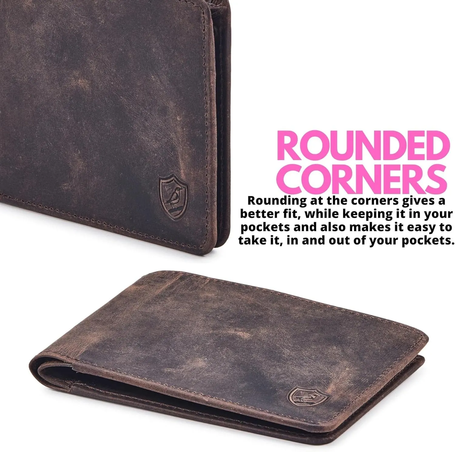 Wallet for Men Bifold Real Leather RFID Blocking Front Pocket Ultra Slim & Thin Stylish Minimalist with ID Window in Gift Box (Crazy Horse, Coffee)