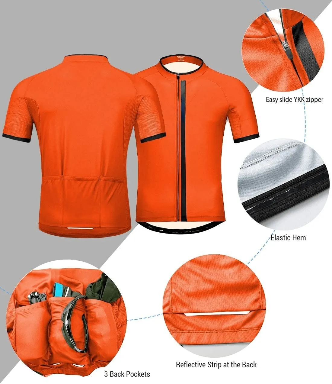 wantdo Men's Cycling Jerseys Mountain Bike MTB Jersey Short Sleeve Bike Shirts Breathable Quick Dry Cycling Clothing