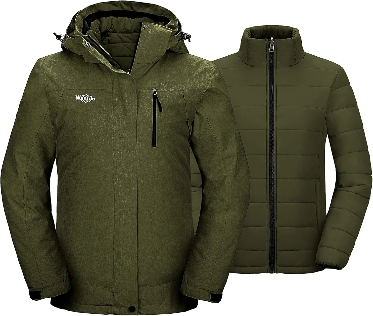wantdo Women's 3 in 1 Waterproof Ski Jacket Windproof Winter Snow Coat Snowboarding Jackets Warm Raincoat
