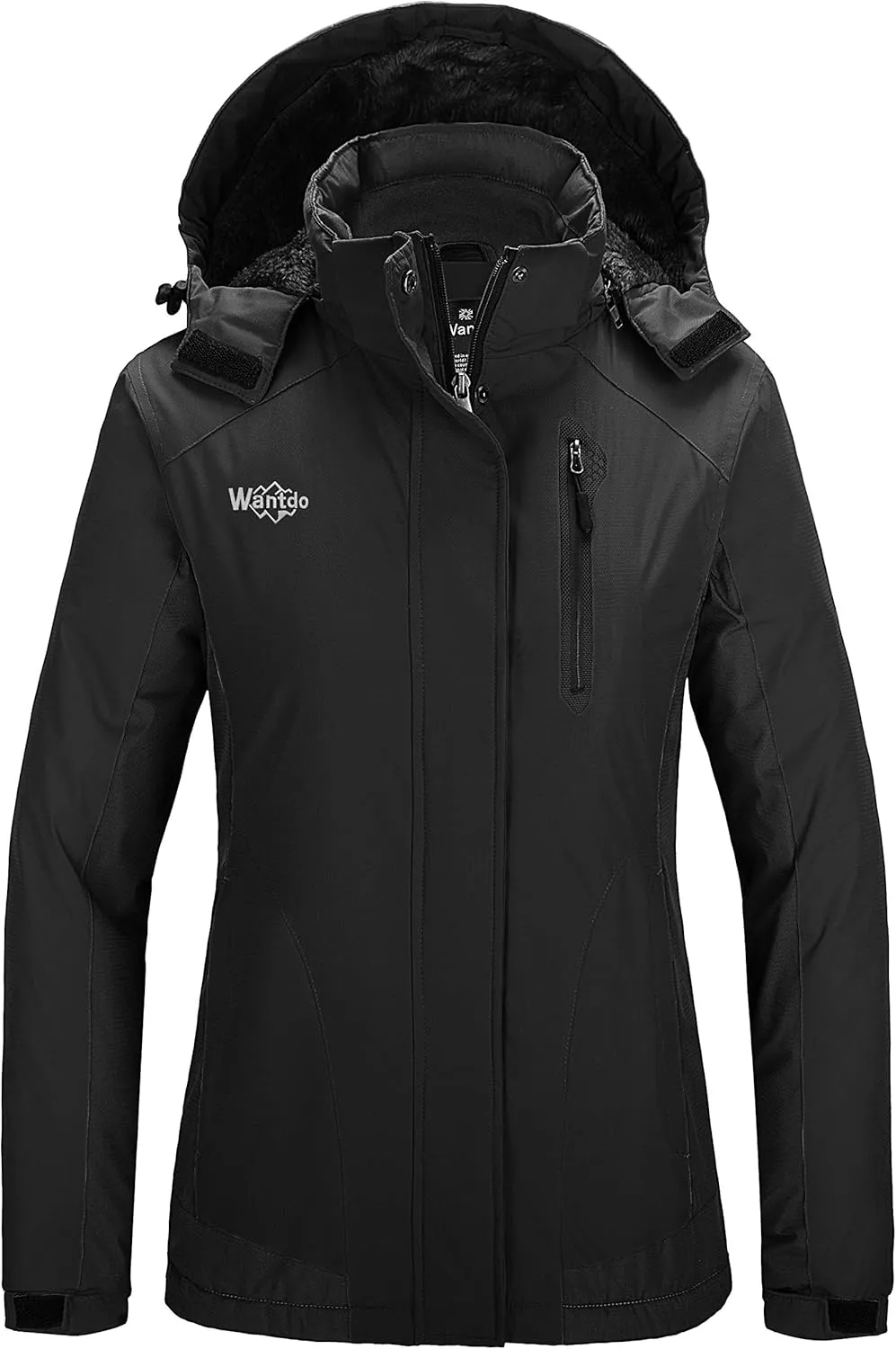 Wantdo Women's Waterproof Ski Jacket Warm Winter Coats Windproof Fleece Rain Jackets Outdoor Outwear