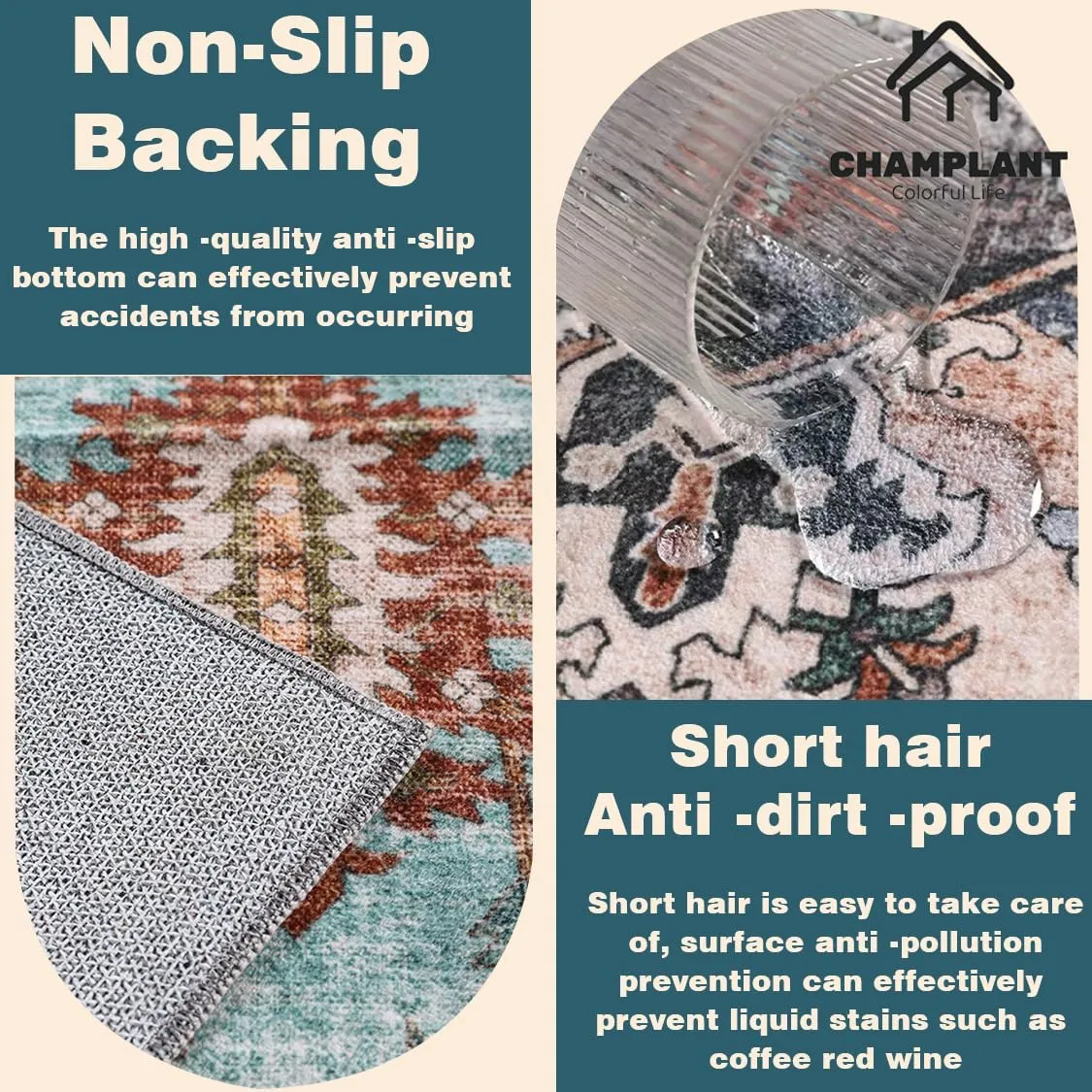 Washable Area Rug 9'x12' Boho Chic Medallion Distressed Design Non-Shedding Easy Care Ideal for High Traffic Areas in Living Room Bedroom Office Coffee Table Large Carpet