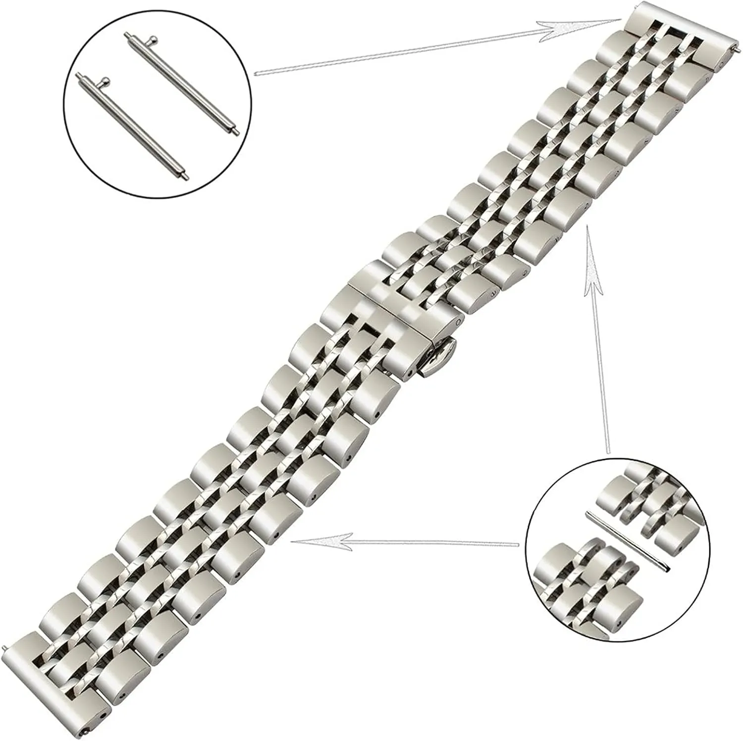 Watchband Seven beads stainless steel strap quick release replacement strap watchband 20mm 22mm
