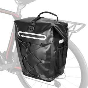 Waterproof Bike Panniers, 30L Rear Bike Rack Bag with Multiple Pockets and Adjustable Clips, Bicycle Pannier Fits Most Bike Racks, Black