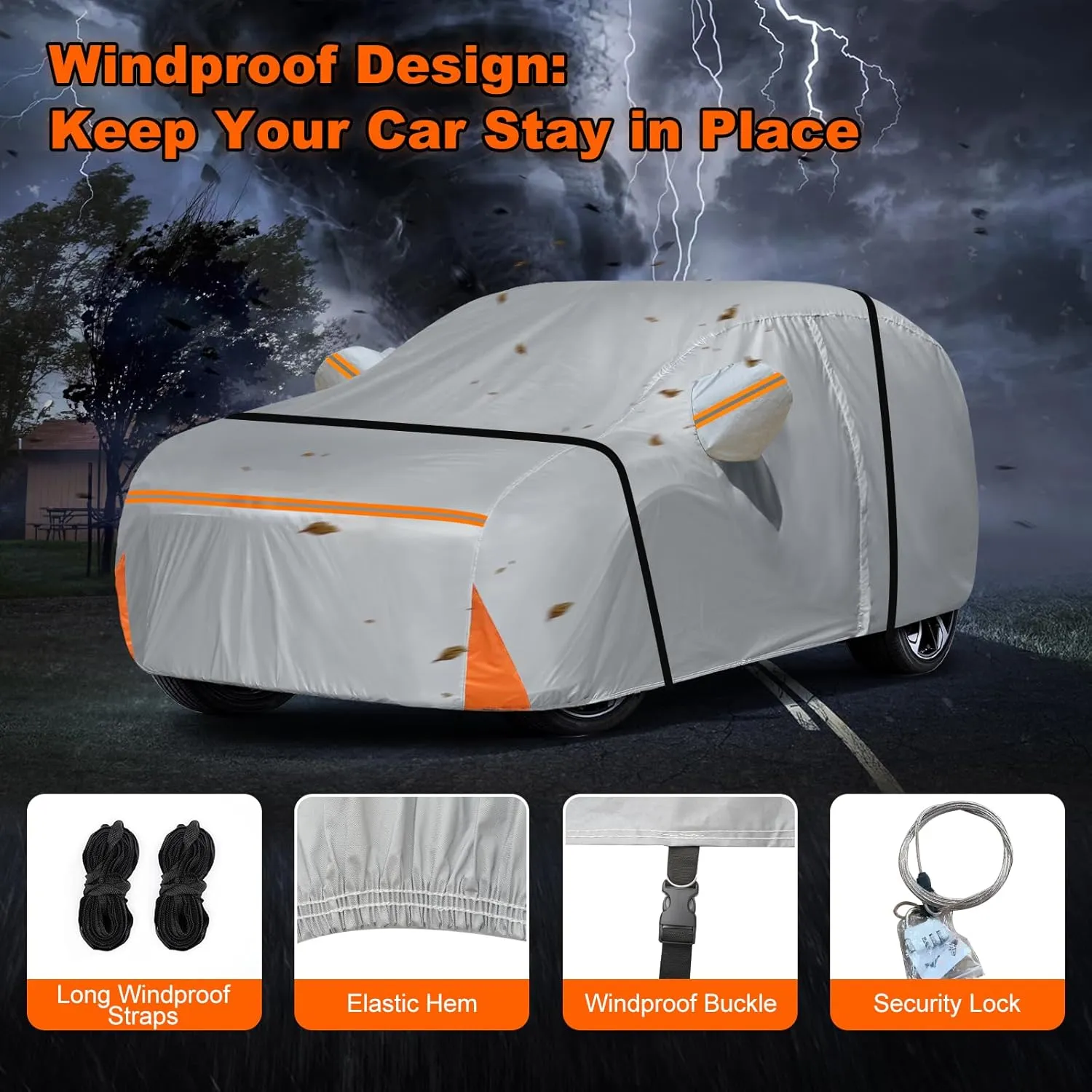 Waterproof Car Cover for 1995-2025 Honda CRV CR-V, Custom-fit All Weather Sun Rain UV Dust Snow Protection Windproof Outdoor Indoor CRV Car Cover with Door Zipper and Cotton Lining-Gray