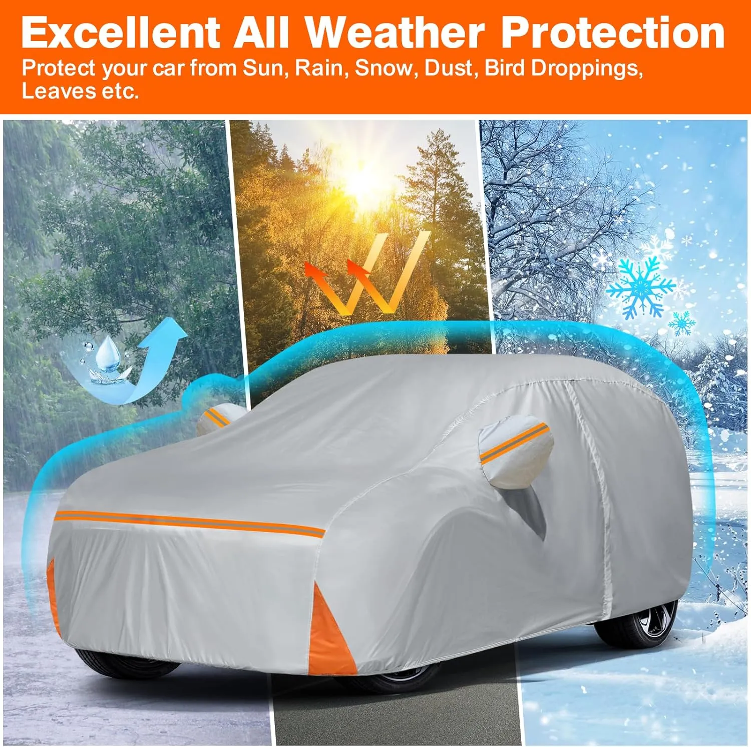 Waterproof Car Cover for 1995-2025 Honda CRV CR-V, Custom-fit All Weather Sun Rain UV Dust Snow Protection Windproof Outdoor Indoor CRV Car Cover with Door Zipper and Cotton Lining-Gray