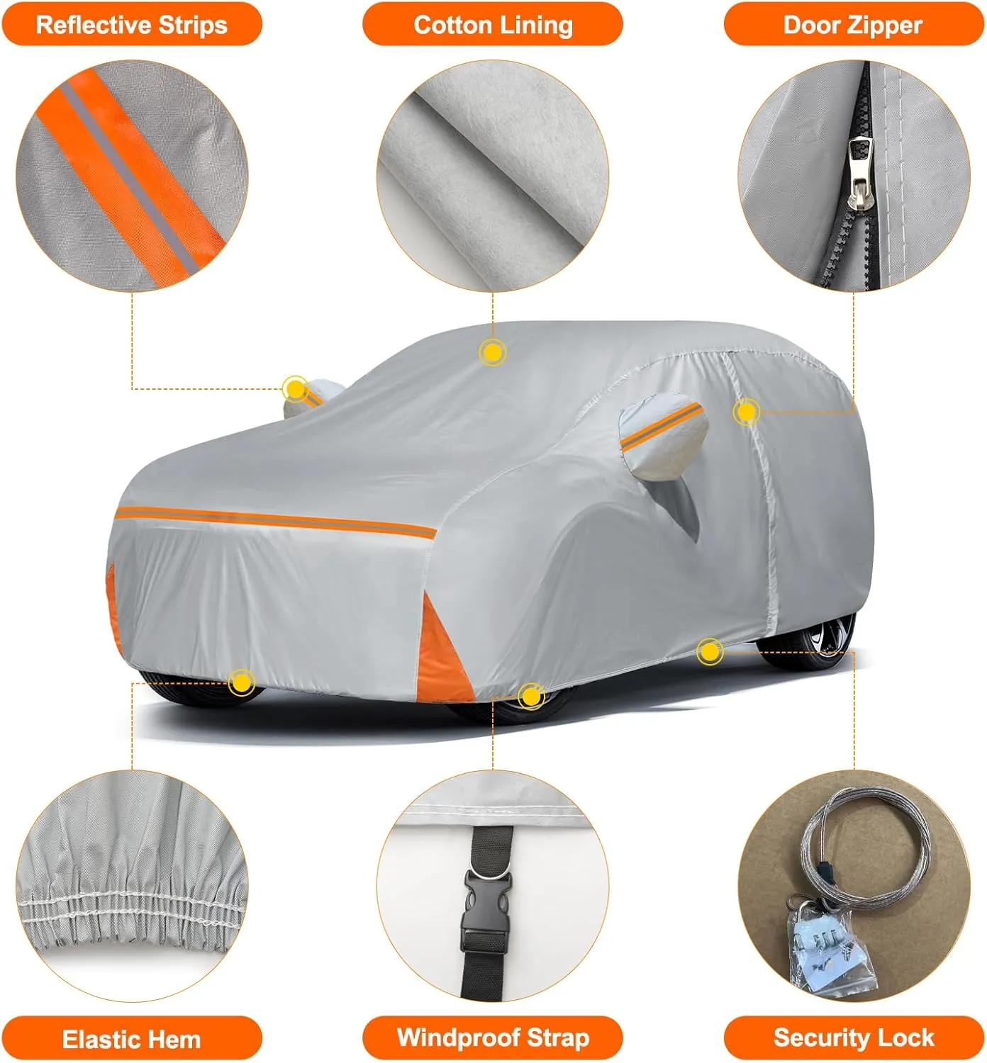 Waterproof Car Cover for 1995-2025 Honda CRV CR-V, Custom-fit All Weather Sun Rain UV Dust Snow Protection Windproof Outdoor Indoor CRV Car Cover with Door Zipper and Cotton Lining-Gray