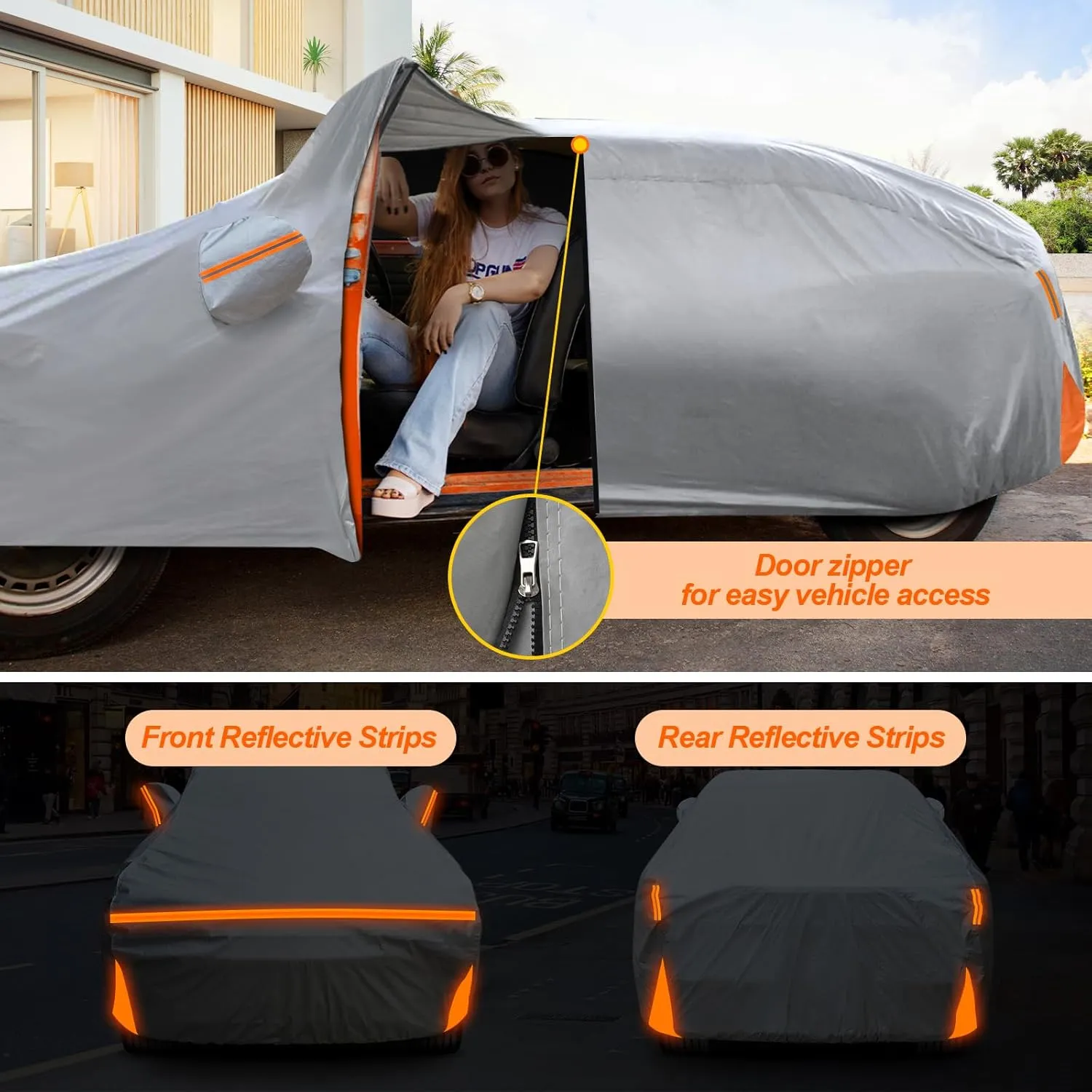 Waterproof Car Cover for 1995-2025 Honda CRV CR-V, Custom-fit All Weather Sun Rain UV Dust Snow Protection Windproof Outdoor Indoor CRV Car Cover with Door Zipper and Cotton Lining-Gray