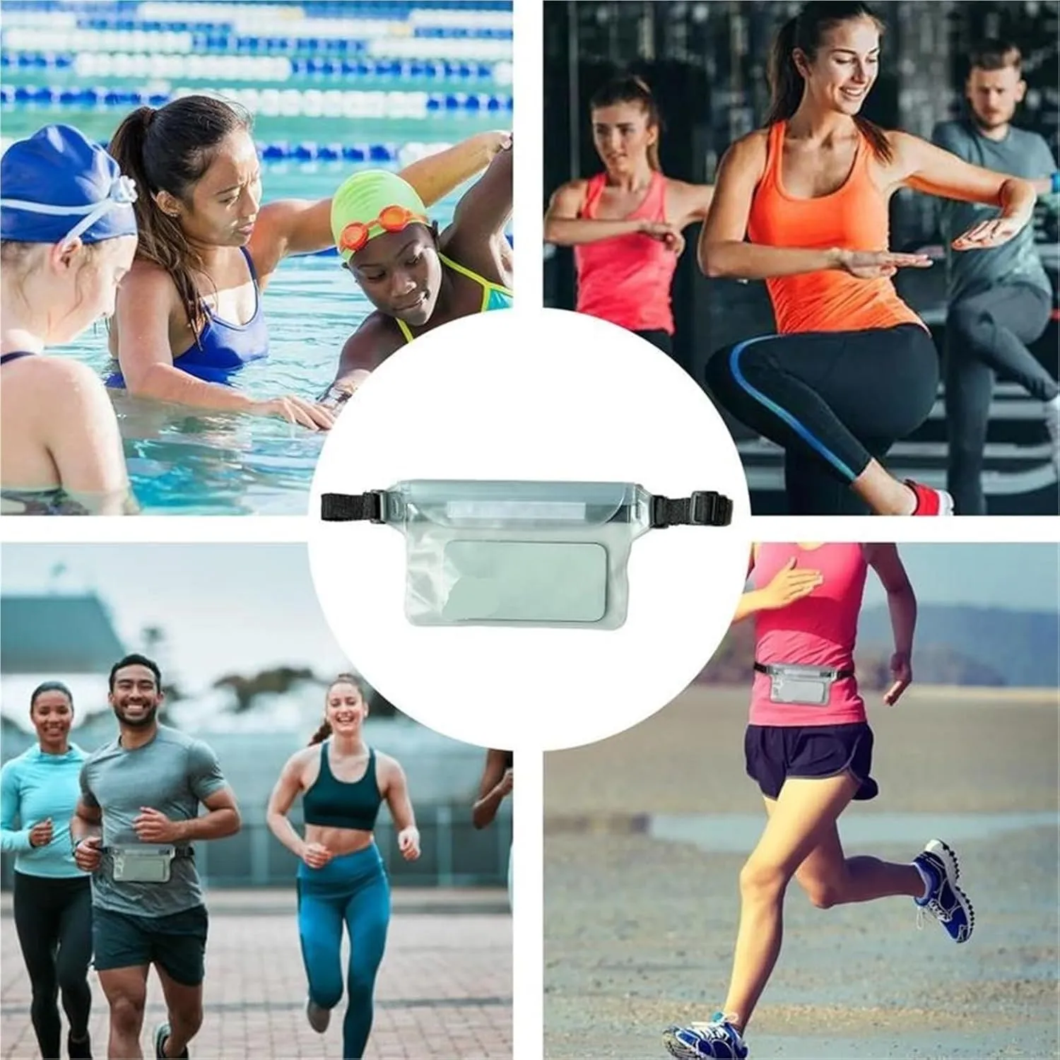 Waterproof Dry Bag Waterproof Swimming Bag Ski Drift Diving Shoulder Waist Pack Bag with Waist Strap Phone Fanny Pack Mobile Belt Bag for Rafting for Swimming,Boating(Green)