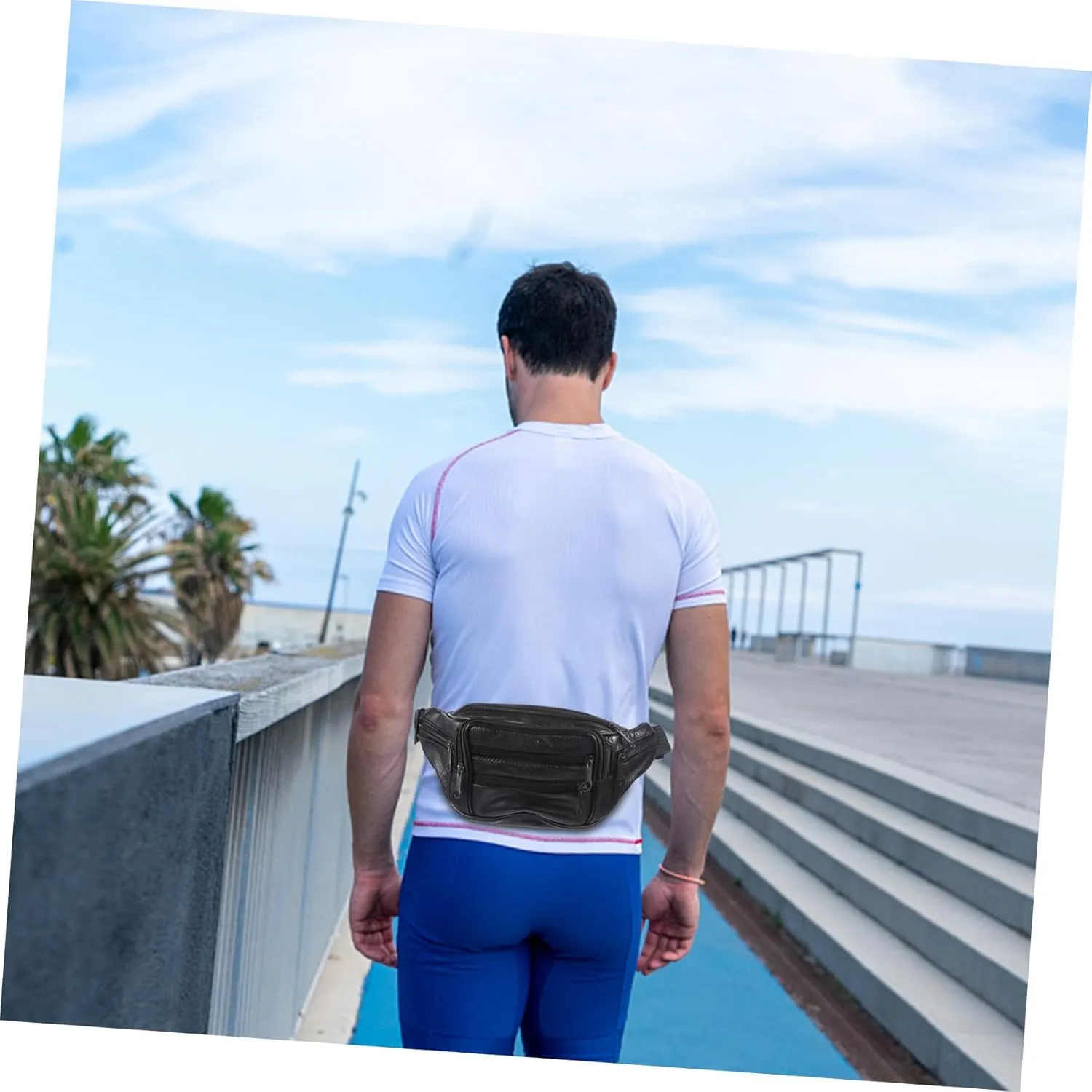 Waterproof Fanny Pack for Men Men's Waist Bag Leather Chest Bag Lightweight Shoulder Messenger Bag for Outdoor Sports Travel