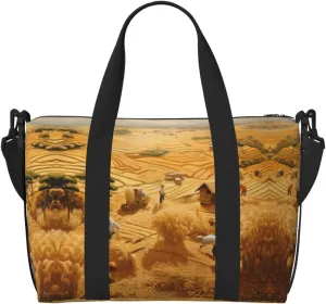 wheat harvest Crossbody handbag, travel casual handbag, suitable for work, travel, fitness, tourism, women's zipper storage bag,