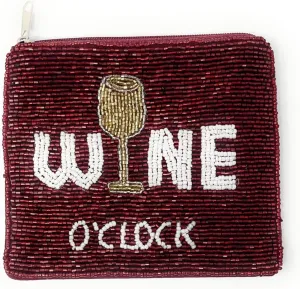 Wine O'Clock Beaded Coin Pouch, Small Wallet, Beaded Pouch, Wine Lover Must-Have, Small Pouch, Birthday Gifts