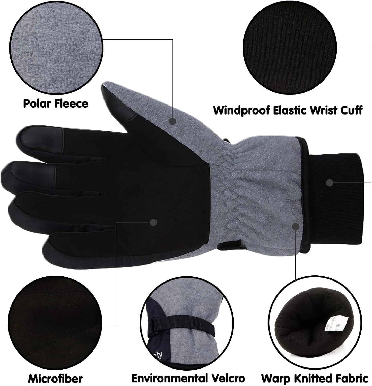 Winter Gloves Waterproof Windproof 3M Insulated Gloves 3 Fingers Dual-layer Touchscreen Gloves for Men and Women