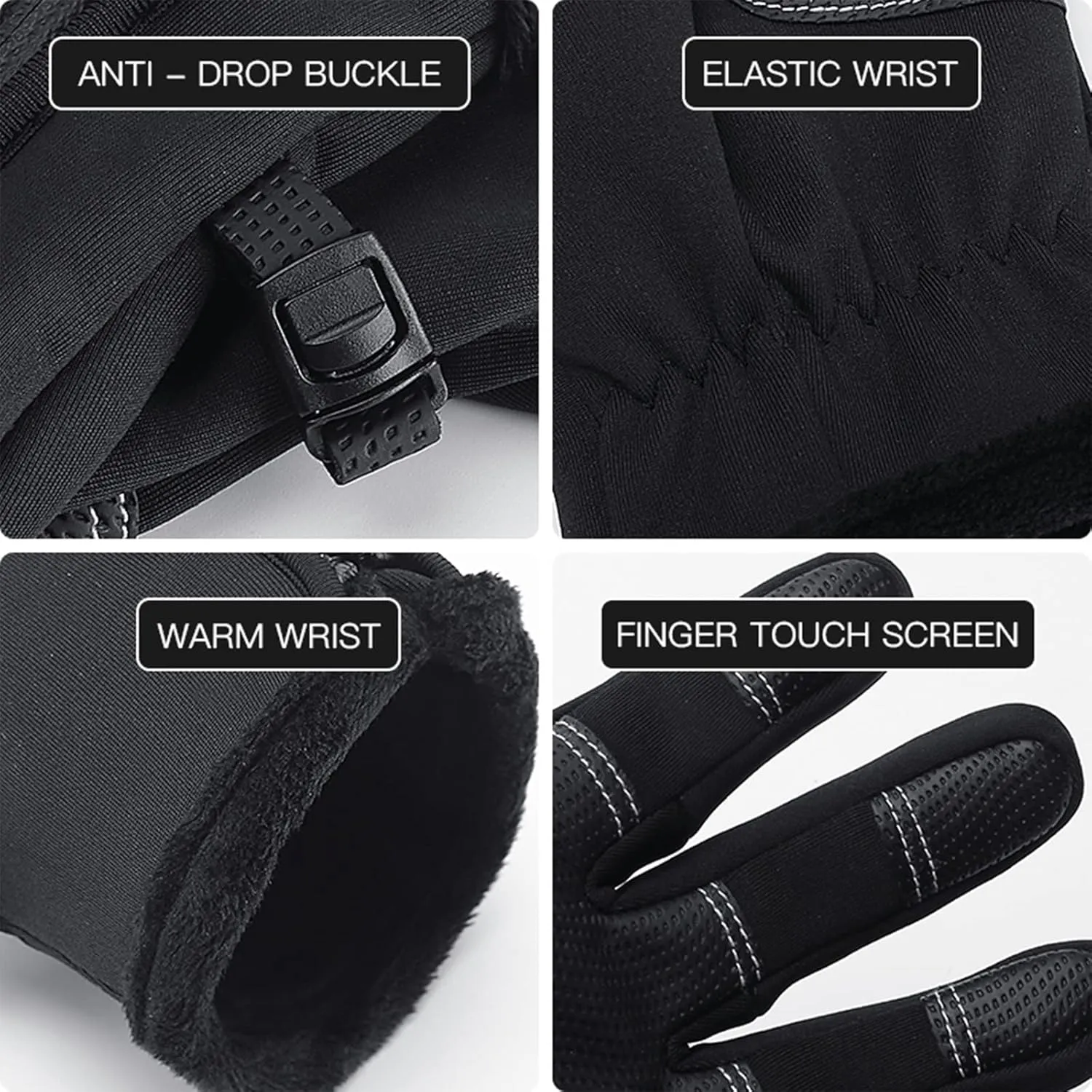 Winter Warm Gloves Men Women Touch Screen Waterproof Windproof Non-Slip Grips Glove, for Cycling Driving Running Hiking