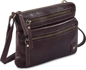 Wise Owl Accessories Small Crossbody Sling Bag Real Leather Purse for Women Crossover Trendy Shoulder Handbag