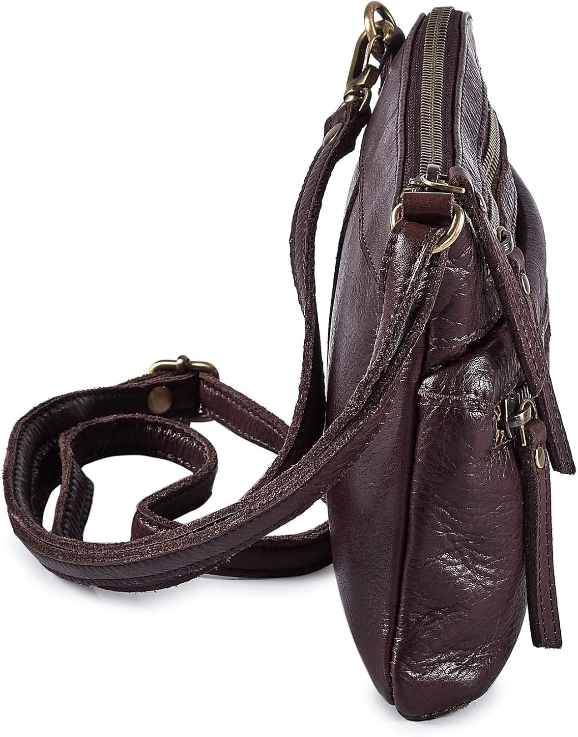 Wise Owl Accessories Small Crossbody Sling Bag Real Leather Purse for Women Crossover Trendy Shoulder Handbag