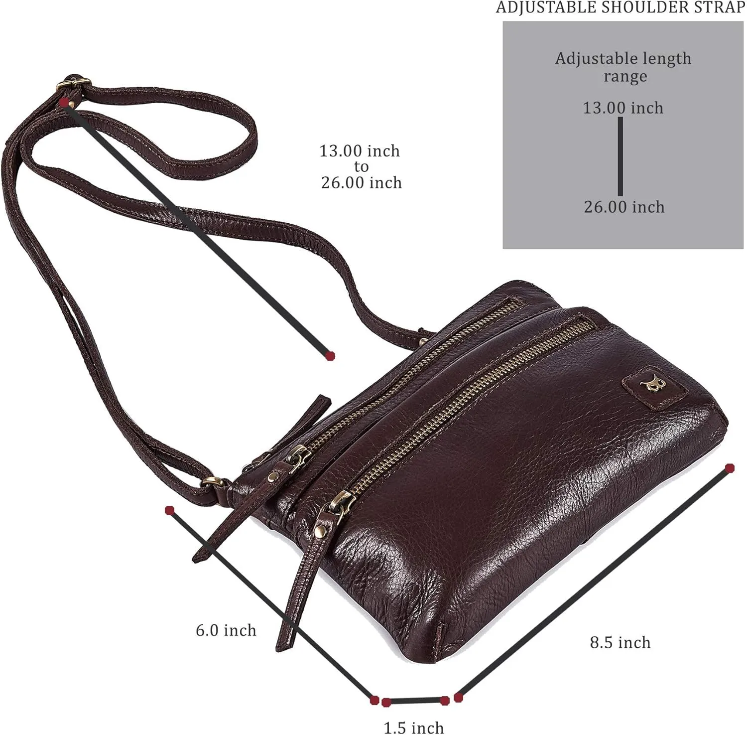 Wise Owl Accessories Small Crossbody Sling Bag Real Leather Purse for Women Crossover Trendy Shoulder Handbag