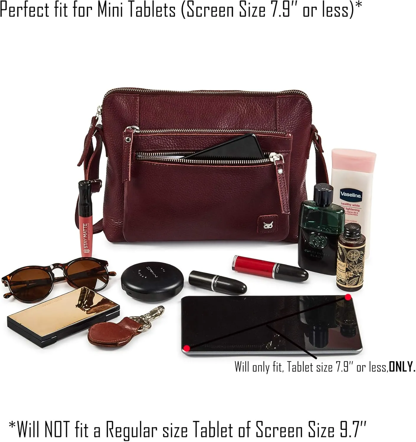 Wise Owl Accessories Small Soft Pebbled Real Leather Crossbody Handbags Purses Sling Crossover Shoulder Bag