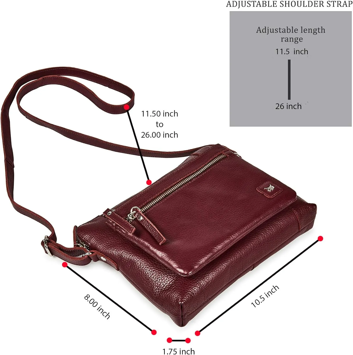 Wise Owl Accessories Small Soft Pebbled Real Leather Crossbody Handbags Purses Sling Crossover Shoulder Bag