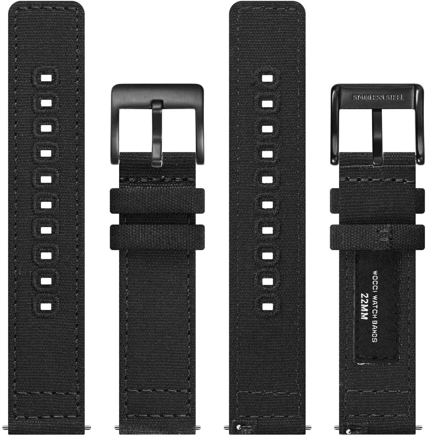 WOCCI Watch Bands, Sailcloth Canvas Fabric, Quick Release, Compatible Watch Lug Width 18mm 19mm 20mm 22mm 24mm
