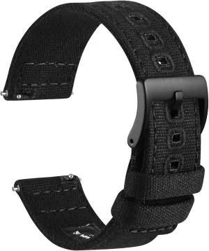WOCCI Watch Bands, Sailcloth Canvas Fabric, Quick Release, Compatible Watch Lug Width 18mm 19mm 20mm 22mm 24mm