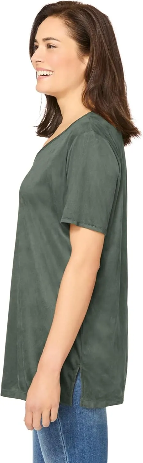 Woman Within Plus Size Faux Suede Tee