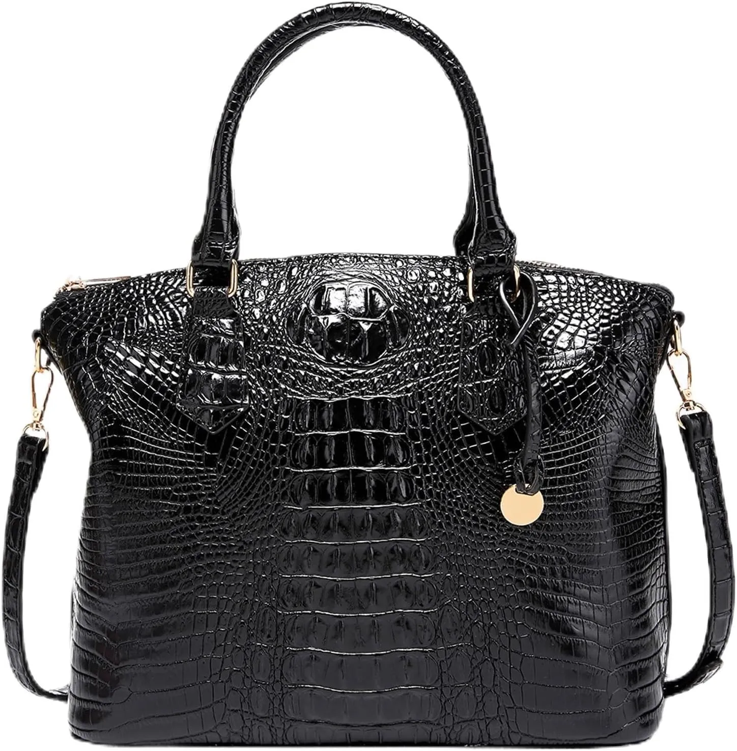 Women Purse Vegan Leather Crocodile-Embossed Pattern With Removable Shoulder Strap Top Handle Large Shoulder Bags