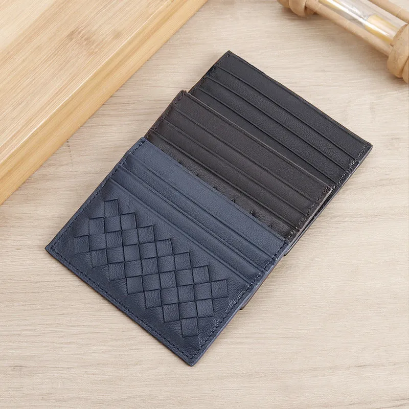 Women's & Men's Sheep Skin Woven Authentic Leather Weave Card Holder