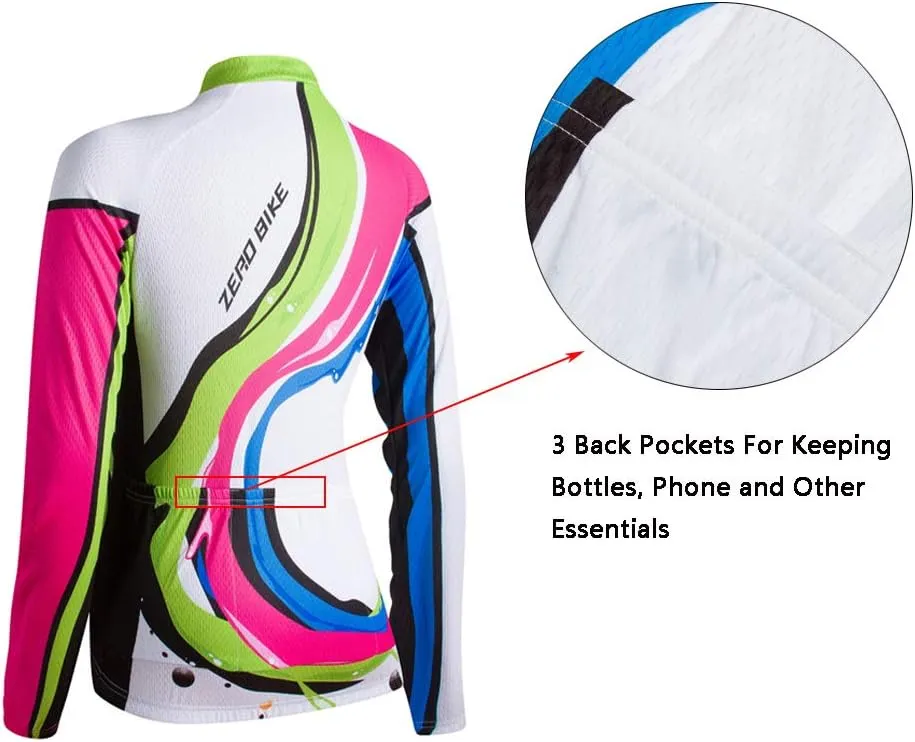 Women's Breathable Long Sleeve Cycling Suit 3D Gel Padded Bicycle Cloting Pants Set UV Protective