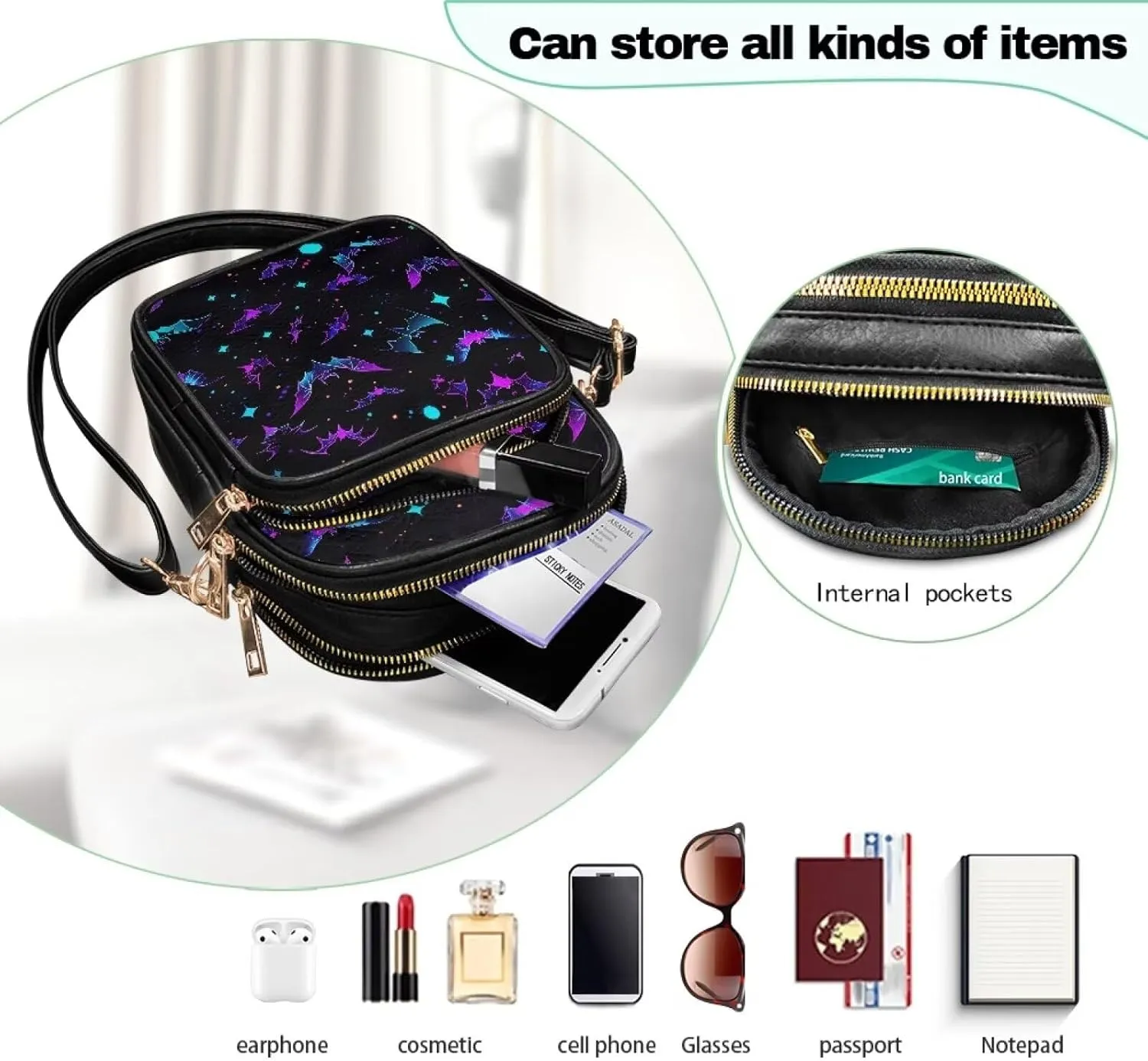 Womens Crossbody Bag Small Messenger Bag Crossbody Purse Cell Phone Bag Wallet Purses Adjustable Strap