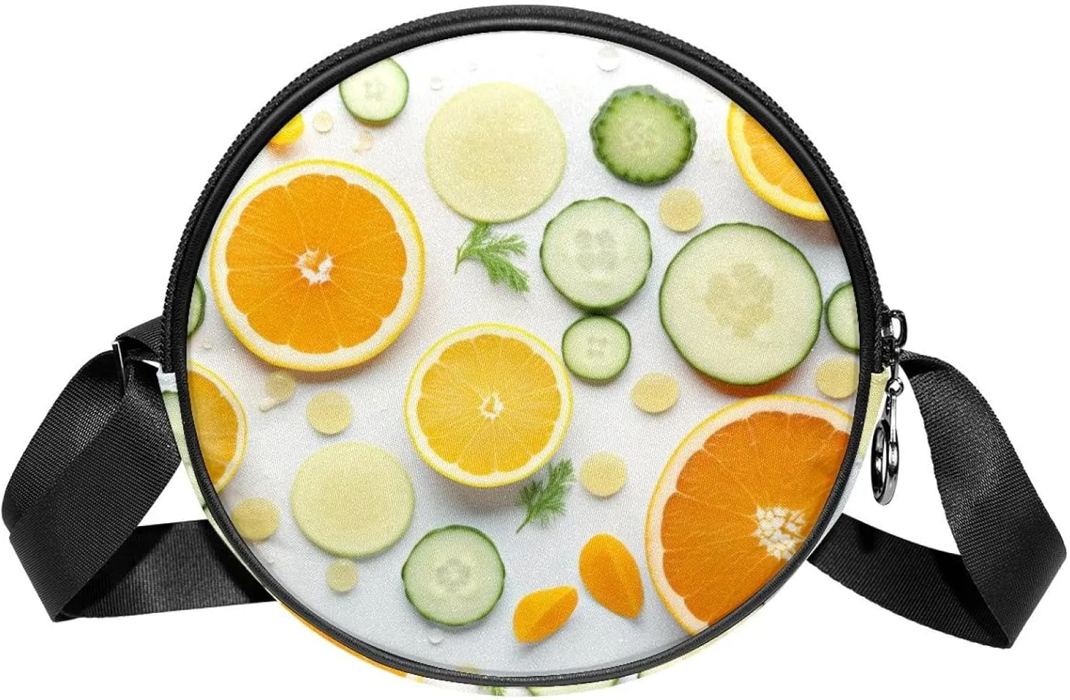 Women's Crossbody Handbags, Travel Purse, Orange Cucumber and Leaf