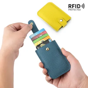 Women's Laminated Pull-out Genuine Leather Portable Compact Card Holder