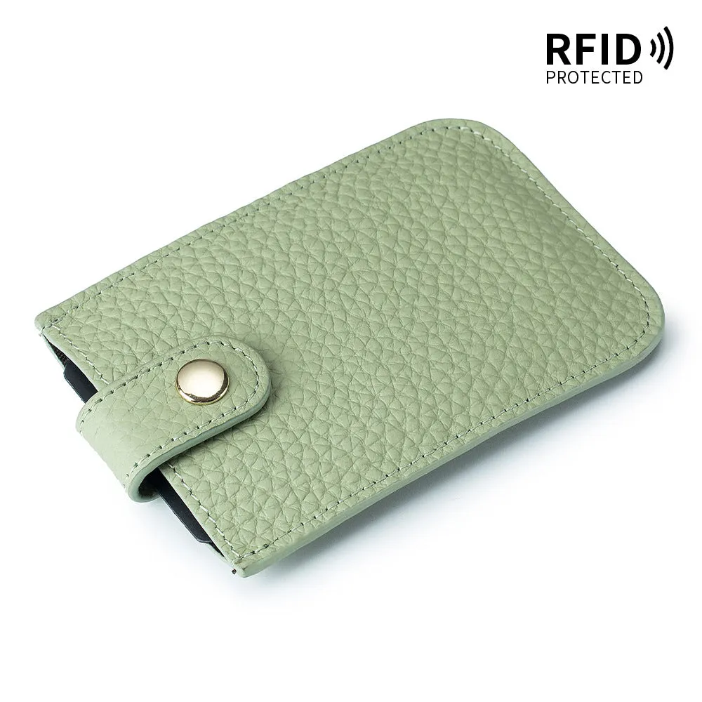 Women's Laminated Pull-out Genuine Leather Portable Compact Card Holder