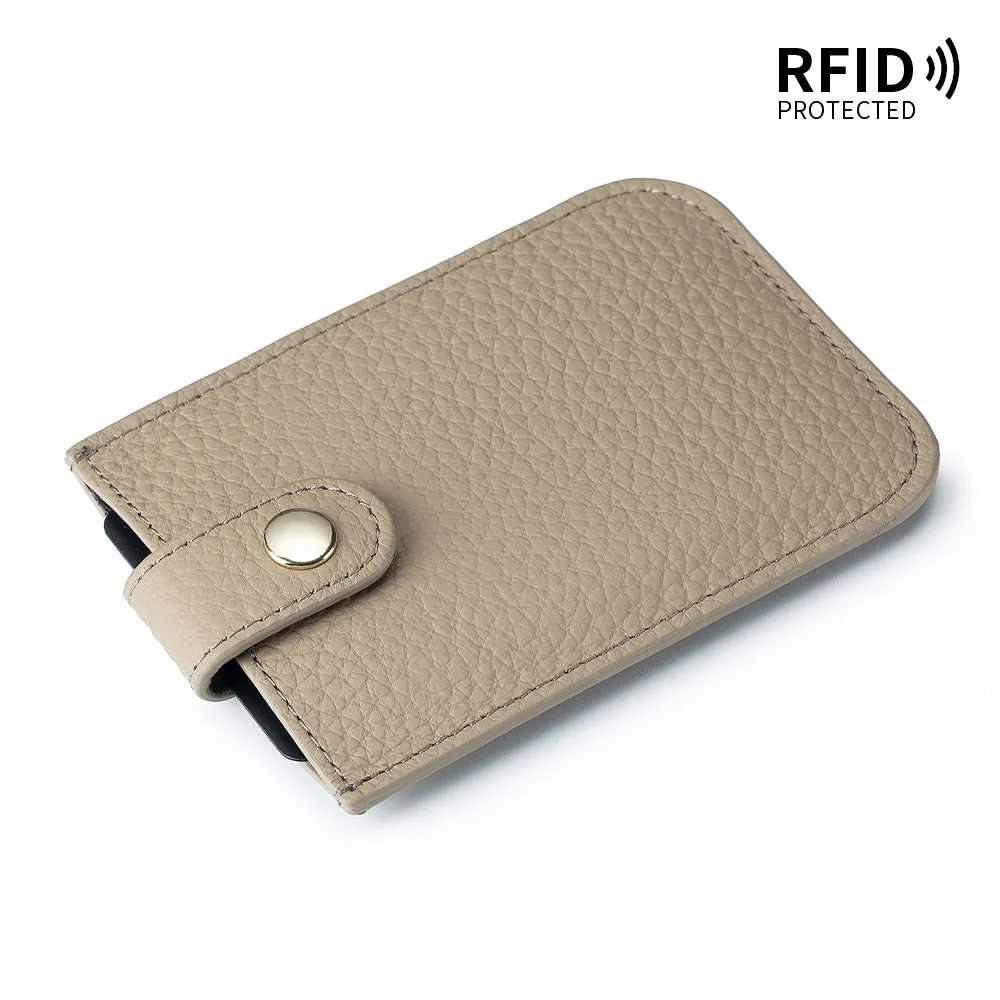Women's Laminated Pull-out Genuine Leather Portable Compact Card Holder